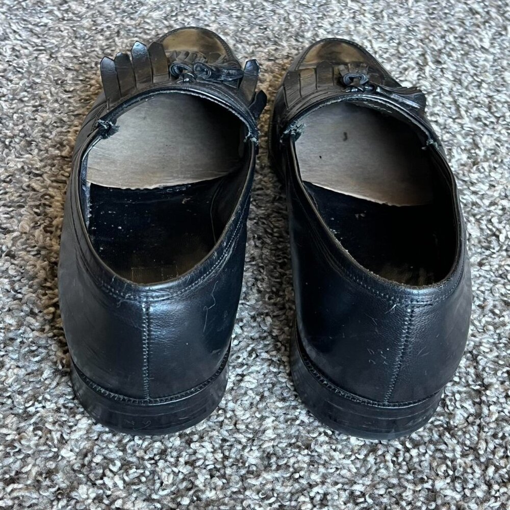 Florsheim Black Leather Tassel Loafers, Mens 11 Eclectic Grandpa Dadcore Formal - Picture 7 of 8